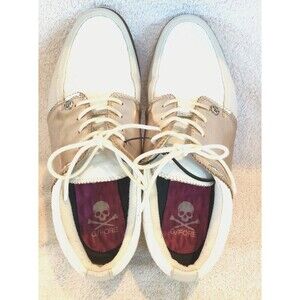 G/Fore G4 Gallivanter Size 9.5 Leather Quilted Golf Shoes White Rose Gold Womens